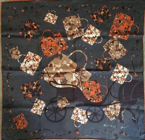 A variation of the Hermès scarf `Kelly en calèche ` first edited in 2007 by `Cyrille Diatkine`