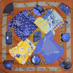 A variation of the Hermès scarf `Kimonos et inros ` first edited in 1986 by `Annie Faivre`