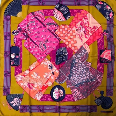 A variation of the Hermès scarf `Kimonos et inros ` first edited in 1986 by `Annie Faivre`