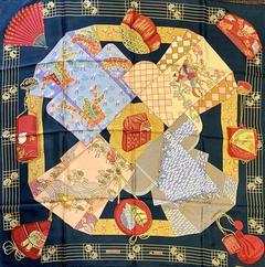 A variation of the Hermès scarf `Kimonos et inros ` first edited in 1986 by `Annie Faivre`
