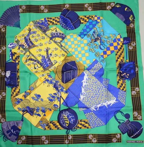 Kimonos et inros green - Hermès Scarf Details | Scarf Sage