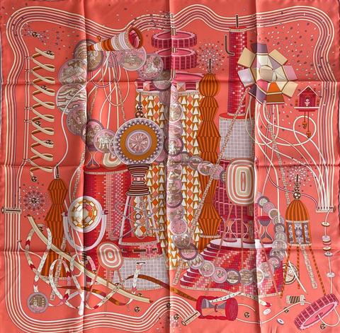 A variation of the Hermès scarf `Le laboratoire du temps ` first edited in 2012 by `Pierre Marie`