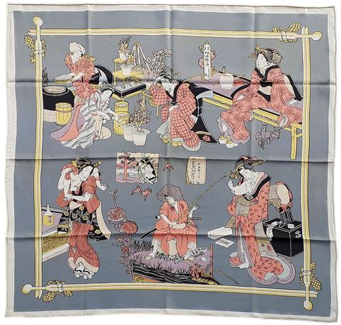 A variation of the Hermès scarf `Laques japonaises` first edited in 1948 by `Hugo Grygkar`
