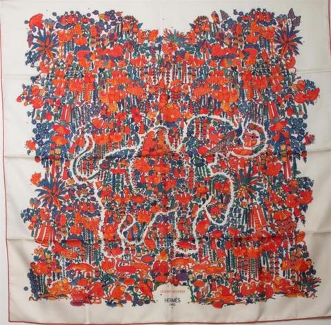A variation of the Hermès scarf `Légende moghole ` first edited in 2008 by `Karen Petrossian`