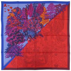 A variation of the Hermès scarf `Légendes de l'arbre coloriage` first edited in 2016 by `Annie Faivre`