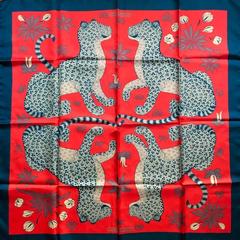 A variation of the Hermès scarf `Les léopards ` first edited in 2015 by `Christiane Vauzelles`