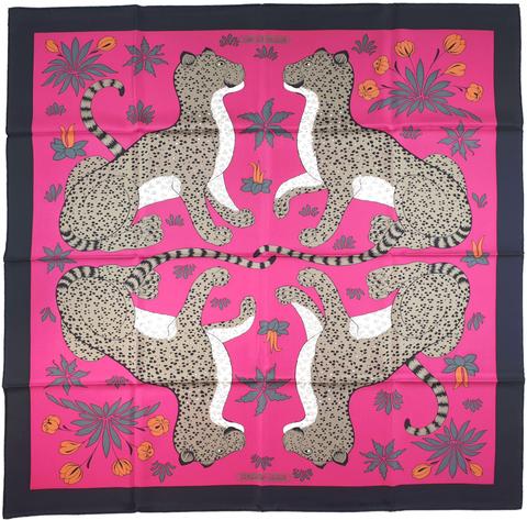 A variation of the Hermès scarf `Les léopards` first edited in 2015 by `Christiane Vauzelles`