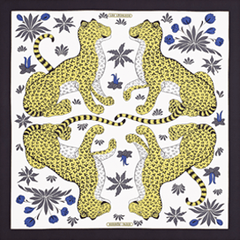 A variation of the Hermès scarf `Les léopards` first edited in 2015 by `Christiane Vauzelles`