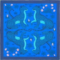 A variation of the Hermès scarf `Les léopards` first edited in 2015 by `Christiane Vauzelles`