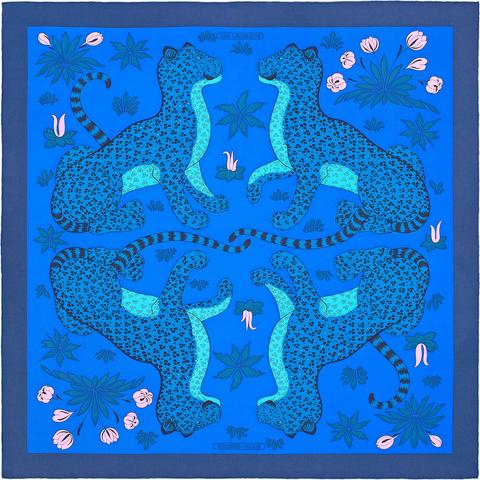 A variation of the Hermès scarf `Les léopards` first edited in 2015 by `Christiane Vauzelles`