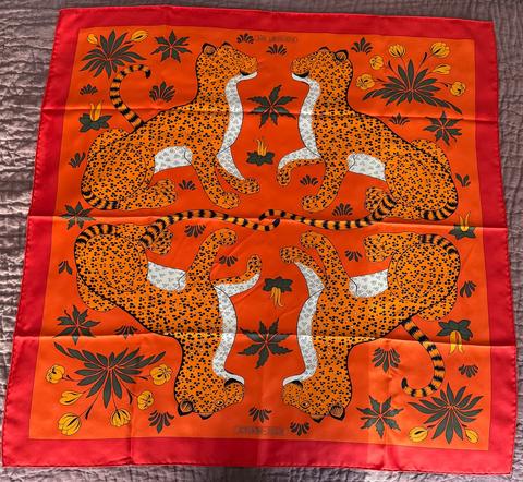 A variation of the Hermès scarf `Les léopards` first edited in 2015 by `Christiane Vauzelles`