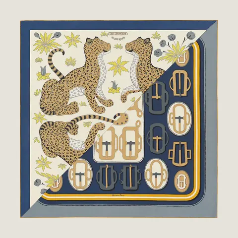 A variation of the Hermès scarf `Les léopards modernes` first edited in 2020 by `Christiane Vauzelles`