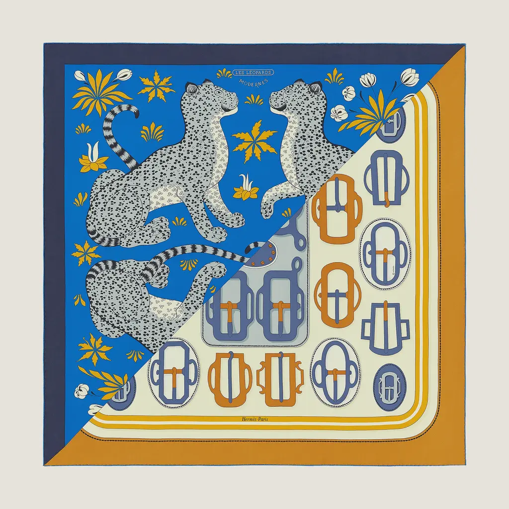 Les Leopards Modernes wash scarf 90 | Hermès Singapore