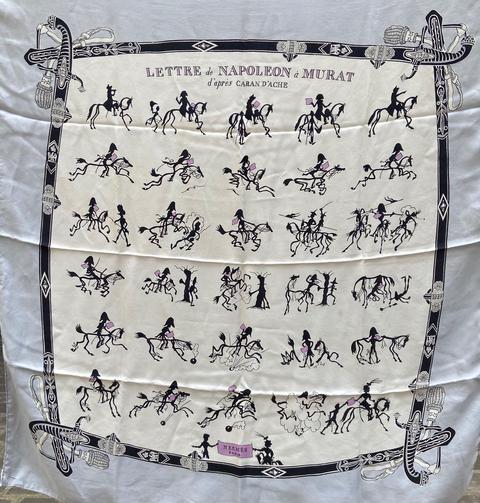 A variation of the Hermès scarf `Lettre de napoléon à murat ` first edited in 1946 by `Hugo Grygkar`