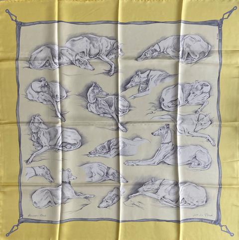 A variation of the Hermès scarf `Lévriers ` first edited in 1957 by `Xavier de Poret`