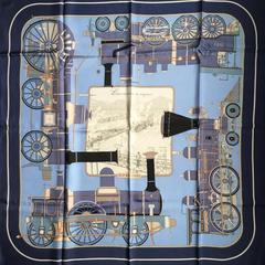 A variation of the Hermès scarf `Locomotive à vapeur ` first edited in 1978 by `Vladimir Rybaltchenko`