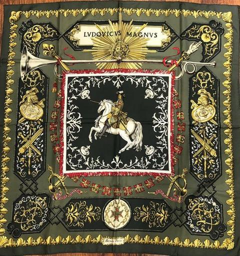 A variation of the Hermès scarf `Ludovicus magnus (louis XIV)` first edited in 1963 by `Françoise De La Perriere`