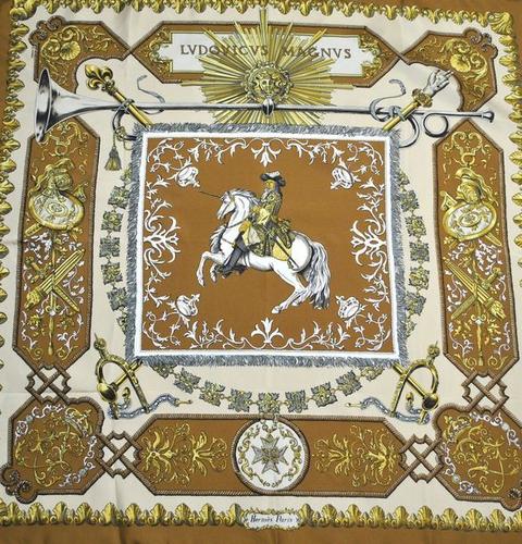 A variation of the Hermès scarf `Ludovicus magnus (louis XIV)` first edited in 1963 by `Françoise De La Perriere`