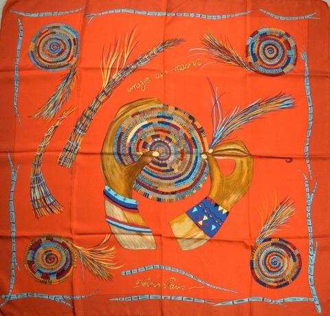 A variation of the Hermès scarf `Magie des mains ` first edited in 2002 by `Kuany Jeremiah Jacob `