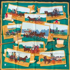 A variation of the Hermès scarf `Mal-coach ` first edited in 1953 by `Hugo Grygkar`