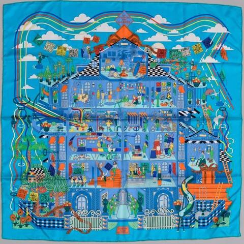 A variation of the Hermès scarf `La maison des carrés ` first edited in 2015 by `Pierre Marie`