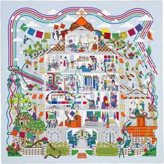 A variation of the Hermès scarf `La maison des carrés` first edited in 2015 by `Pierre Marie`