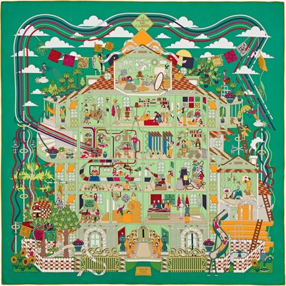 A variation of the Hermès scarf `La maison des carrés` first edited in 2015 by `Pierre Marie`