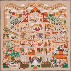 A variation of the Hermès scarf `La maison des carrés` first edited in 2015 by `Pierre Marie`