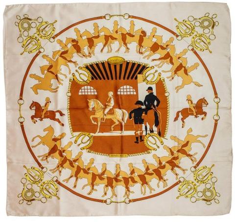 A variation of the Hermès scarf `Manège ` first edited in 1974 by `Philippe Ledoux`