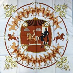 A variation of the Hermès scarf `Manège ` first edited in 1974 by `Philippe Ledoux`
