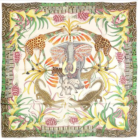 A variation of the Hermès scarf `La marche du zambèze` first edited in 2016 by `Ardmore Artists`