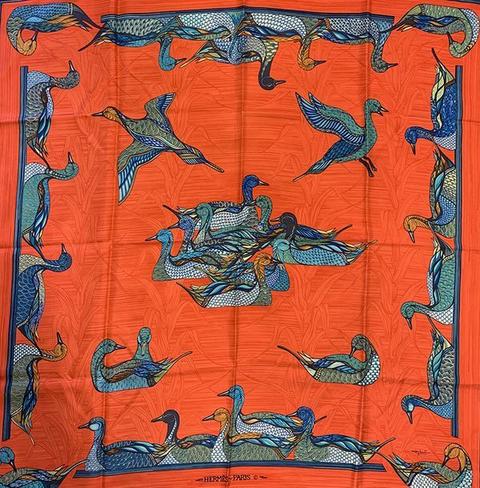 A variation of the Hermès scarf `La mare aux canards ` first edited in 1981 by `Daphne Duchesne`