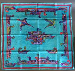 A variation of the Hermès scarf `La mare aux canards ` first edited in 1981 by `Daphne Duchesne`