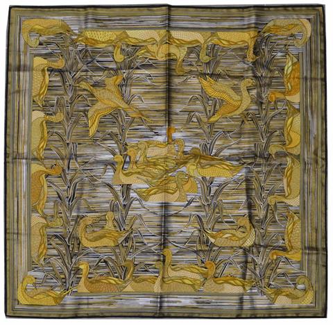A variation of the Hermès scarf `La mare aux canards ` first edited in 1981 by `Daphne Duchesne`