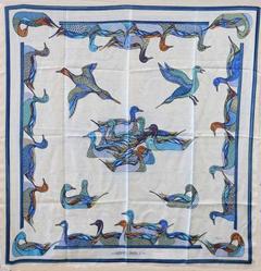 A variation of the Hermès scarf `La mare aux canards ` first edited in 1981 by `Daphne Duchesne`