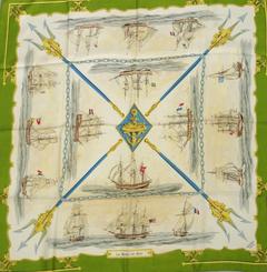 A variation of the Hermès scarf `La marine en bois ` first edited in 1958 by `Hugo Grygkar`