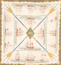 A variation of the Hermès scarf `La marine en bois ` first edited in 1958 by `Hugo Grygkar`