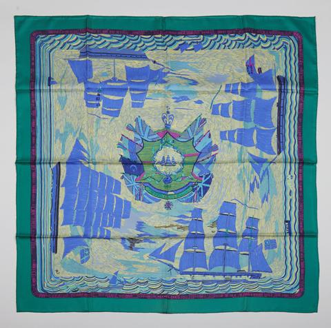 A variation of the Hermès scarf `Marine naïve ` first edited in 1967 by `Philippe Dumas`