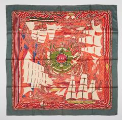 A variation of the Hermès scarf `Marine naïve ` first edited in 1967 by `Philippe Dumas`