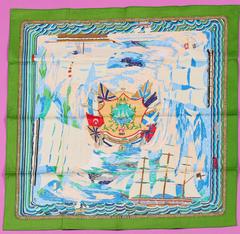 Hermès Marine Naïve scarf in green by Philippe Dumas, 1967