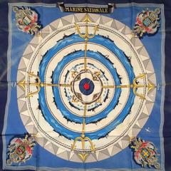 A variation of the Hermès scarf `Marine nationale ` first edited in 1961 by `Pierre Péron`