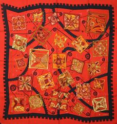 A variation of the Hermès scarf `La mécanique des idées` first edited in 2004 by `Christine Henry`