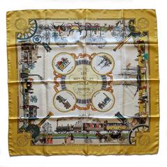 A variation of the Hermès scarf `Les merveilles de la vapeur` first edited in 1959 by `Philippe Ledoux`