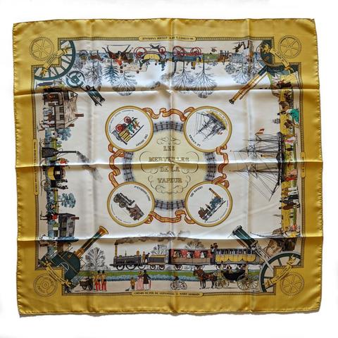 A variation of the Hermès scarf `Les merveilles de la vapeur` first edited in 1959 by `Philippe Ledoux`