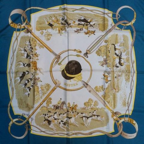 A variation of the Hermès scarf `Meutes` first edited in 1971 by `Philippe Ledoux`