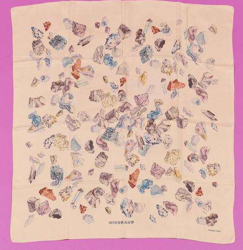Hermès Minéraux scarf in beige by Hugo Grygkar, 1959