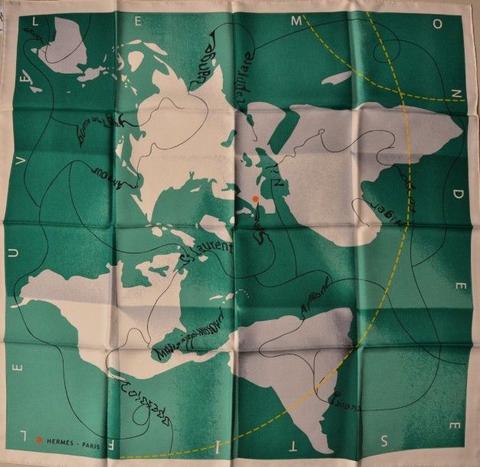 A variation of the Hermès scarf `Le monde un 1 fleuve ` first edited in 2005 by `Barret Bali`