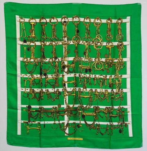 A variation of the Hermès scarf `Mors et filets` first edited in 1966 by `Marie-Françoise Héron`