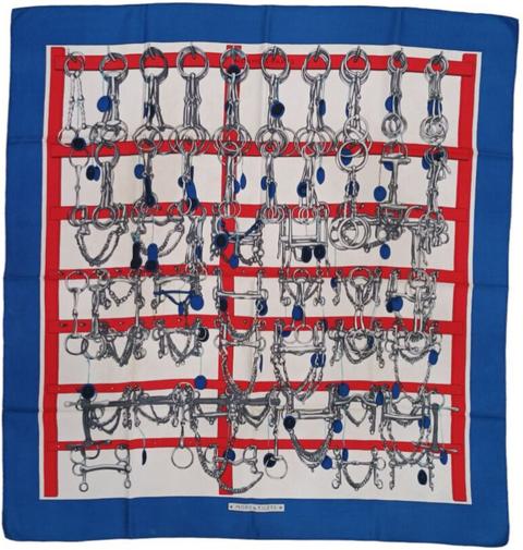 A variation of the Hermès scarf `Mors et filets` first edited in 1966 by `Marie-Françoise Héron`