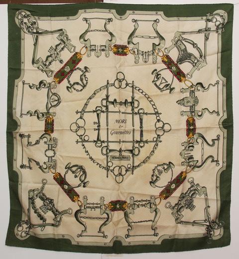 A variation of the Hermès scarf `Mors et gourmettes` first edited in 1961 by `Henri d'Origny`